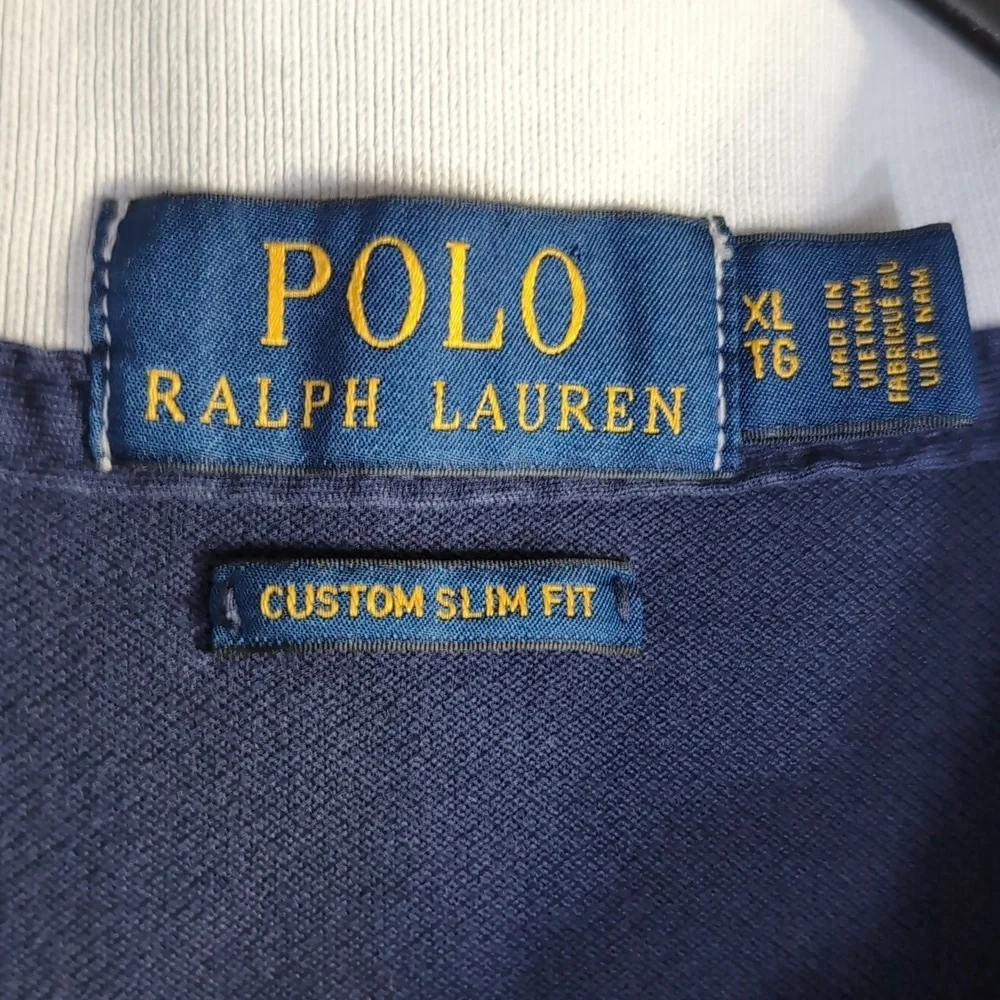 Polo Ralph Lauren Big Pony Ringer Polo Size XL in Navy Blue With Red/White/Blue